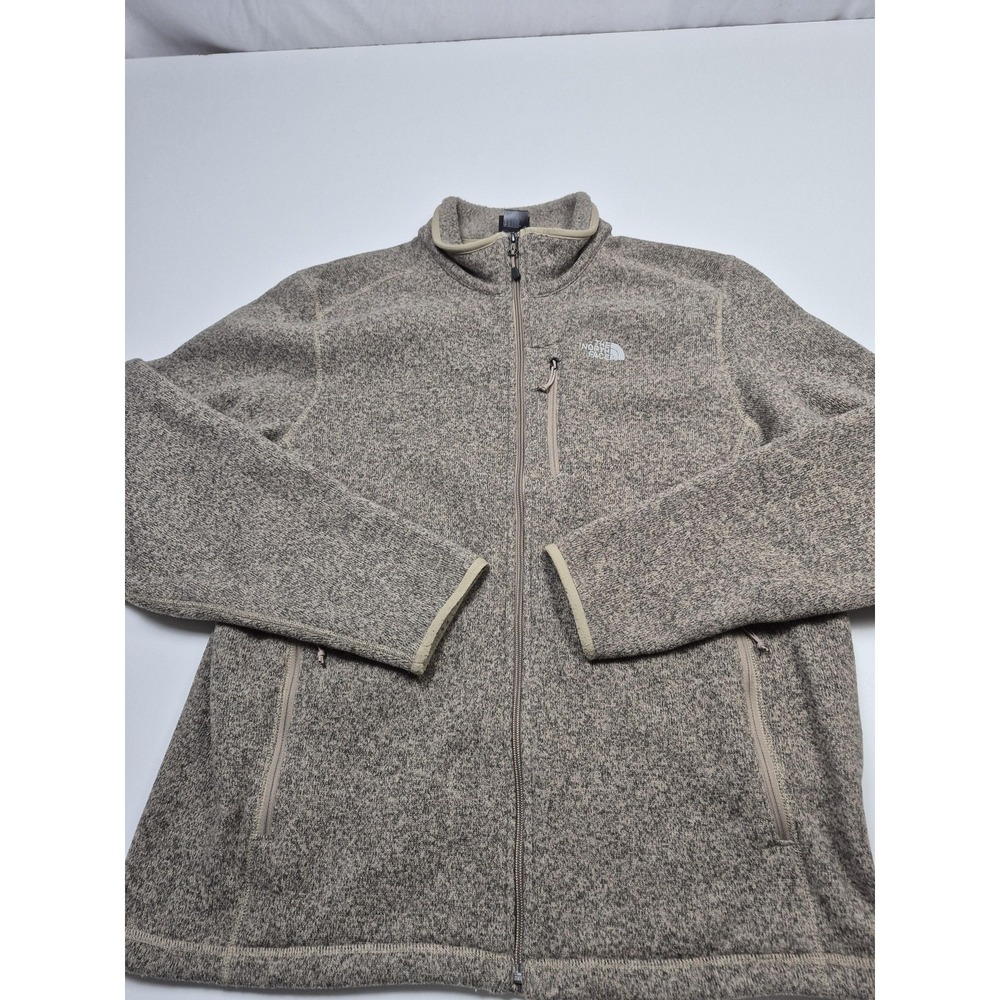 The North Face Jacket Mens XL Beige Sweater Fleece Full Zip A7TL Outdoor Lined